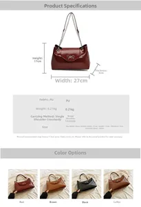 Detailed view of large tote bag dimensions with chain strap and bow metal buckle