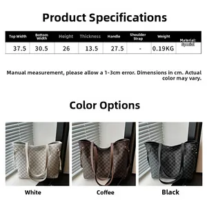 Size chart showing dimensions for the printed tote bag with M-pattern design