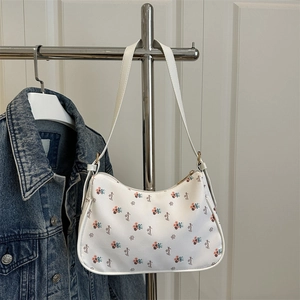 Sac à bandoulière à motif floral, grande capacité, forme demi-lune pour l'été