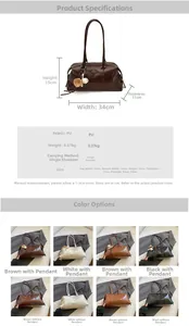 Detailed size specifications for the vintage PU leather shoulder bag and hobo tote