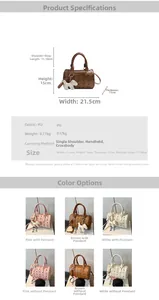 Tableau des tailles détaillé et options de couleurs pour sac Boston à monogramme rétro
