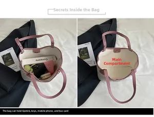 Sac fourre-tout fleuri montrant le grand espace intérieur pour téléphone et livre