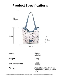 Dimensions du sac fourre-tout à fleurs: 30cm large, 28cm haut, bandoulière de 60cm