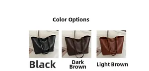 Detailed comparison of minimalist leather tote bags in black, dark brown, and light brown