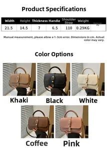 Detailed dimensions of the small PU leather square handbag with multiple color options