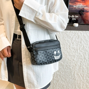 Chic geometric pattern crossbody bag with a street-style smiley face for women