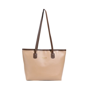 Bolso tote de moda caqui y marrón con estampado de Nueva York y gran capacidad