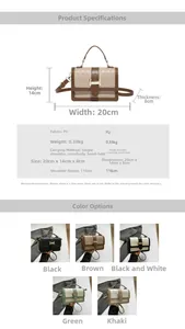 Detail showing dimensions 20x14x8cm and size specifications of the PU leather crossbody bag