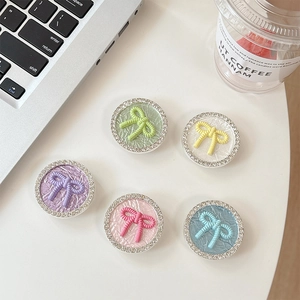 Colorful bowknot rhinestone phone grip stand in five vibrant dopamine colors