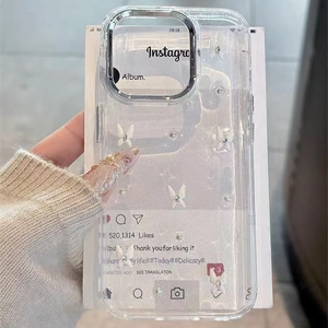 Detail of glitter iPhone case with 3D white bow and sparkly crystal rhinestones