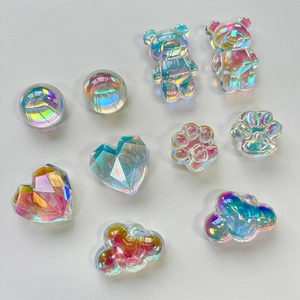 Laser Aurora bear heart cat paw crystal ball phone grip holder accessory with 3D design