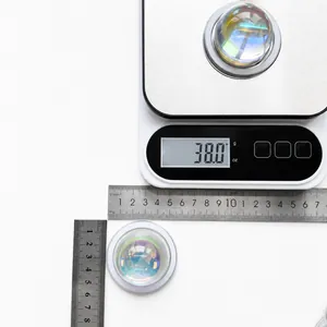 Detail view of iridescent crystal ball mobile grip measuring 3.5cm diameter and 38g weight