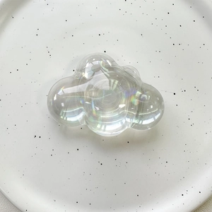 Iridescent cloud shaped crystal ball phone grip holder with holographic polarization effect
