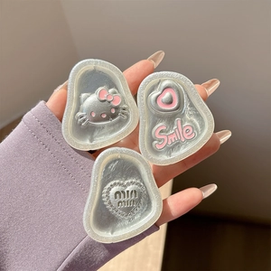 Silver metallic phone socket set featuring floral kitten and smile heart designs