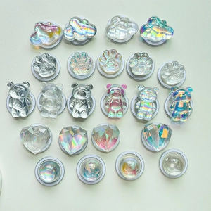 Magnetic iridescent phone sockets in bear, cloud, heart and cat paw crystal shapes