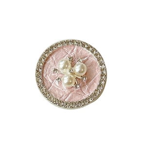 Luxus-Handyhalterung aus pinkem Leder mit Perlenblumen und Strass für Damen