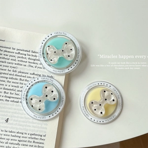 Pastel bow-tie magnetic Griptok phone sockets with white dots and Gift For You print