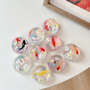 Artistic starfish shell and koi fish resin phone grips with 3D crystal dome design