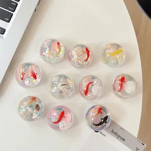 Miniature Goldfish Aquarium Phone Grip Stand Iridescent Resin Spherical Griptok Expandable Finger Holder Aesthetic Accessories