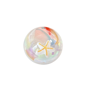 Iridescent ocean theme phone grip featuring goldfish and starfish inside a clear sphere
