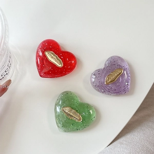 Set di 3 supporti per telefono a cuore glitterati in resina rossa, viola e verde