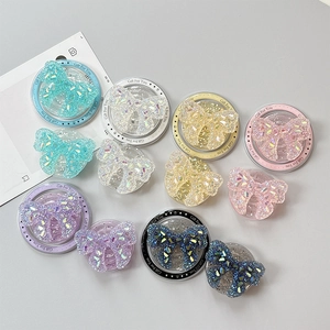 Sparkling butterfly magnetic phone grips set with colorful sequins and glitter flakes