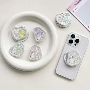Cute bear and star pop-up phone grip with glitter and macaron resin colors