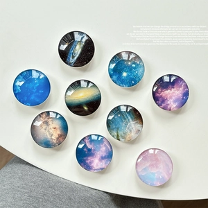 Starry Sky Galaxy Crystal Glass Phone Grip Foldable Telescopic Adhesive Mobile Stand Nebula Design Universal