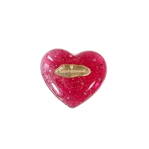 Supporto per telefono a cuore glitterato rosso rosa trasparente con logo in metallo dorato