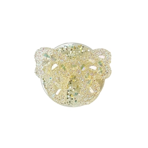 Sparkling bear head phone grip with crystal sequins and foldable telescopic stand