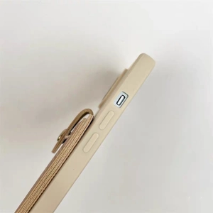 Detail view of the soft silicone case for iPhone with precision button cutouts