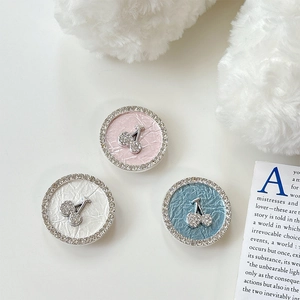 Sparkling rhinestone cherry cell phone socket grip in pink, white, and blue colors