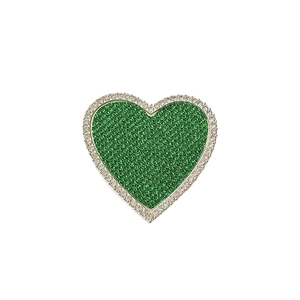Supporto per telefono a cuore verde brillante con strass su base in metallo argento