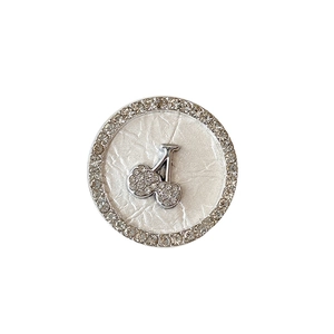 Sparkling rhinestone cherry phone socket holder with silver crystal circular frame