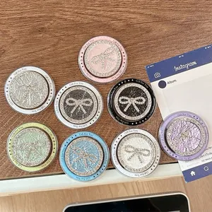 Luxurious rhinestone bow phone grip sockets in various colors with Gift For You engraving