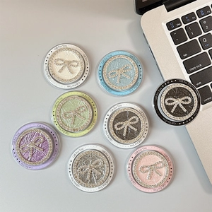 Magnetic rhinestone bow phone socket grip set in multiple colors with gift text