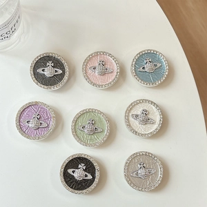Rhinestone planet phone socket grip set in eight colors with luxury metallic Saturn logo
