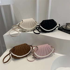 Borsa A Tracolla A Forma Di Conchiglia In Pelle PU Con Catena Di Künstliche Perle Elegante Borsa A Spalla Da Donna