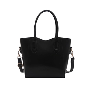 Sac fourre-tout classique en similicuir noir avec doubles poignées et bandoulière
