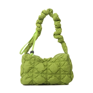 Hellgrüne gesteppte Puffer-Tasche mit gerafftem Griff und Cloud-Design für Damen