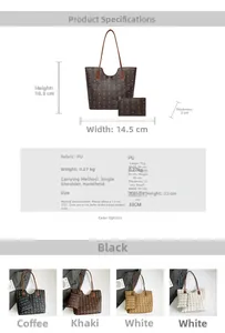 Paramètres de taille détaillés et options de couleurs pour grand tote bag et pochette