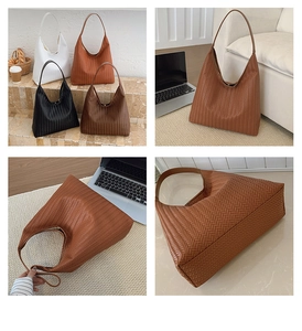 Detail showing woven texture and multiple color options for large hobo tote bag