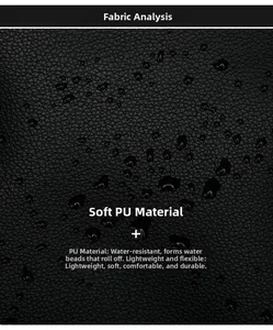 Close-up of waterproof PU leather with litchi grain texture on the travel backpack