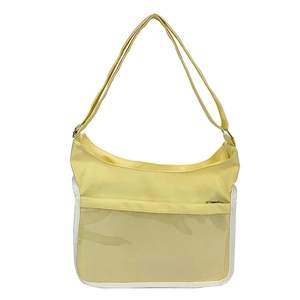 Sac à bandoulière en nylon jaune tendance avec poche transparente et sangle réglable