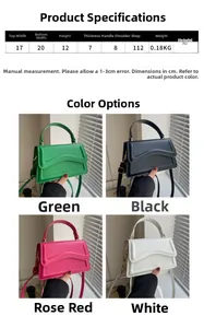 Size chart and dimensions for the PU leather crossbody bag with wave stitching details