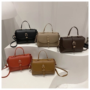French luxury crossbody bags in five colors with lychee texture and gold buckle detail