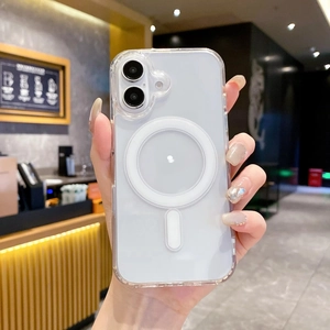 Custodia trasparente MagSafe per iPhone con anello magnetico e protezione fotocamera