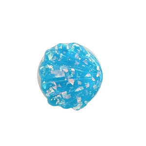 Blue shell-shaped resin phone socket with holographic glitter and wave texture