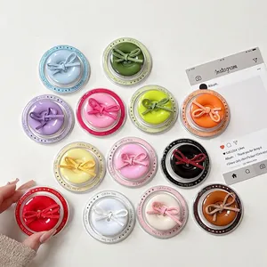 Magnetic magnetic phone grip stand with colorful ribbon bow buttons set for desk