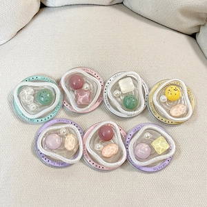Magnetic Phone Griptok Stand Retractable Resin Rhinestone Faux Artificial Pearl Korean Ins Style Cute Expanding Socket Support For Women